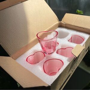 JAEIF Sherry Shot Glasses Pink & Heart Shaped
